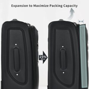 Merax Softside Luggage Set Softshell Lightweight 3 Piece Spinner Suitcase 22" 26" 30" (Black)