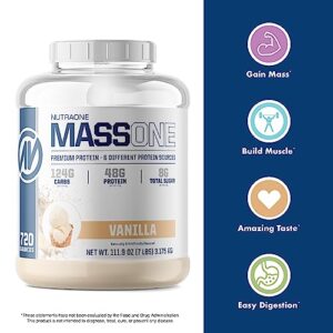 Massone Mass Gainer Protein Powder by NutraOne – Gain Mass Protein Meal Replacement (Vanilla - 7 lbs.)