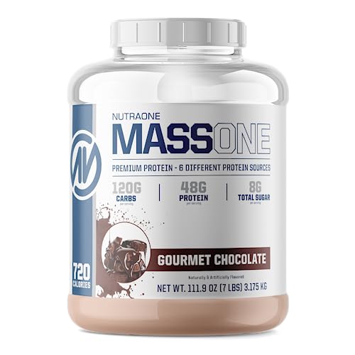 Massone Mass Gainer Protein Powder by NutraOne – Gain Weight Protein Meal Replacement (Gourmet Chocolate - 7 lbs.)