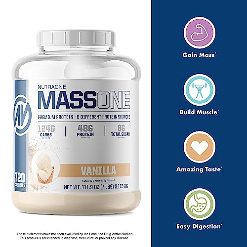 Massone Mass Gainer Protein Powder by NutraOne – Gain Weight Protein Meal Replacement (Gourmet Chocolate - 7 lbs.)