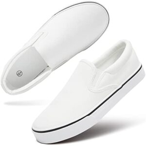 women's canvas slip on sneakers fashion flats shoes white canvas shoes(white.us10)