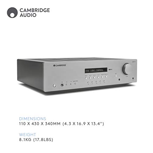 Cambridge Audio AXR100 100-Watt Stereo Receiver with Bluetooth | Built-in Phono Stage, 3.5mm Input, AM/FM with RDS