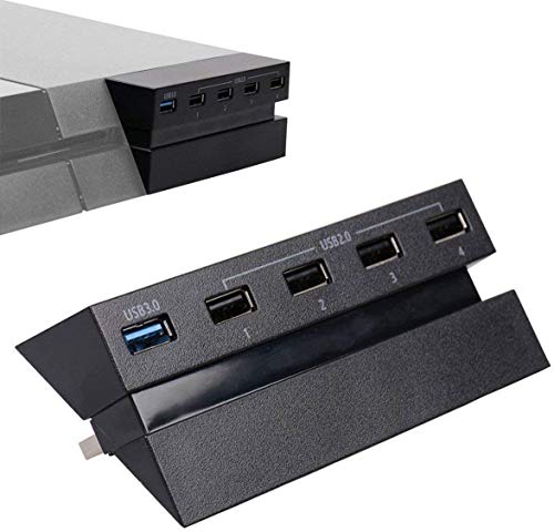 EEEKit 5 Port Hub for PS4, USB 3.0/2.0 High-Speed Expansion Hub Charger Controller Adapter Connector Compatible with Playstation 4 PS4 Gaming Console, Not for PS4 Slim, PS4 PRO