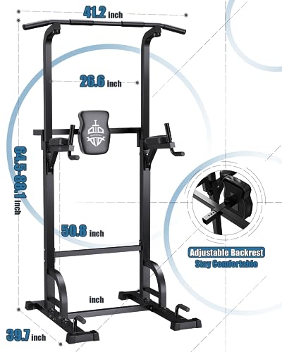 Sportsroyals Power Tower Dip Station Pull Up Bar for Home Gym Strength Training Workout Equipment, 400LBS.