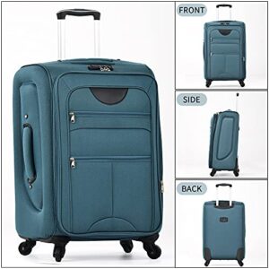 Merax Softside Luggage Set Softshell Lightweight 3 Piece Spinner Suitcase 22" 26" 30" (New Green)