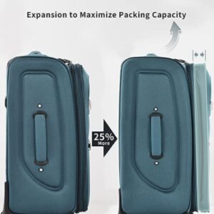 Merax Softside Luggage Set Softshell Lightweight 3 Piece Spinner Suitcase 22" 26" 30" (New Green)