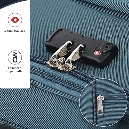 Merax Softside Luggage Set Softshell Lightweight 3 Piece Spinner Suitcase 22" 26" 30" (New Green)