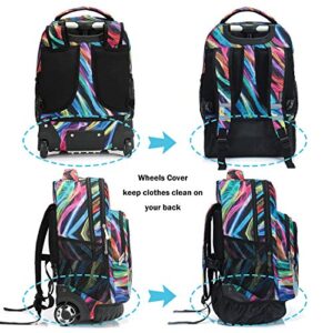 Tilami Rolling Backpack 19 inch Wheeled LAPTOP Boys Girls Travel School Student Trip, colours