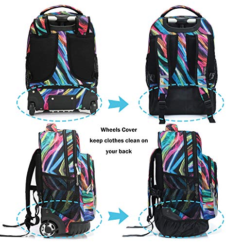 Tilami Rolling Backpack 19 inch Wheeled LAPTOP Boys Girls Travel School Student Trip, colours