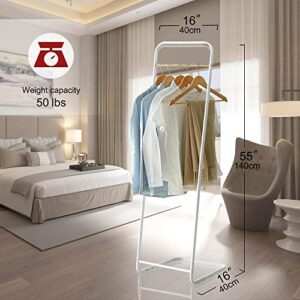 JEFEE Garment Rack Hang Clothes Rack Simple Garment Rack for Garment Storage Display, Heavy Duty Metal Clothes Rack, Hang Clothes Rack Covers a Small Area, Simple and Fashionable, White