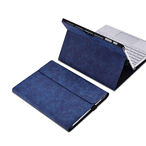 xisiciao Protective case for Surface Pro 7 / Pro 6 / Pro 5 / Pro 4 with Pen Holder, Multiple Angle Polyester Slim Light Shell Cover, Compatible with Type Cover Keyboard (12.3", Blue)