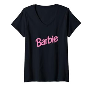 barbie pink logo v-neck t-shirt