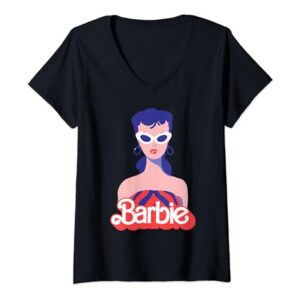 Barbie 60th Anniversary Red Logo V-Neck T-Shirt