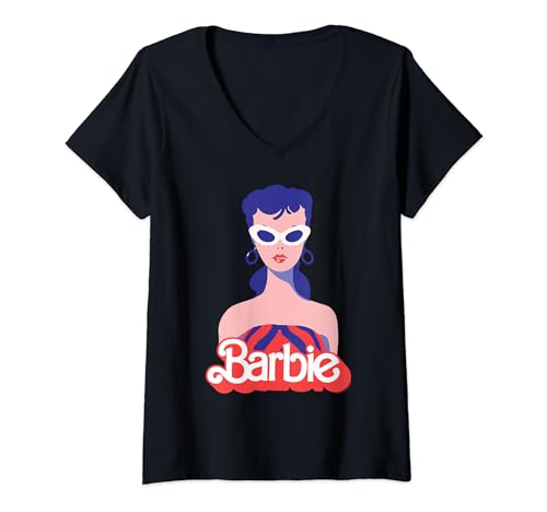 Barbie 60th Anniversary Red Logo V-Neck T-Shirt