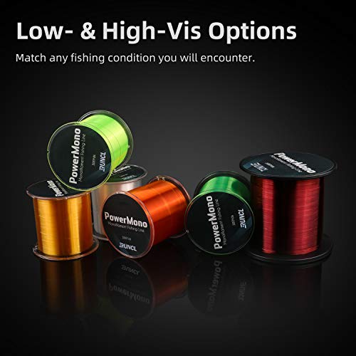 RUNCL PowerMono Fishing Line, Monofilament Fishing Line - Ultimate Strength, Shock Absorber, Suspend in Water, Knot Friendly - Mono Fishing Line (Clear, 4LB(1.8kgs), 300yds)