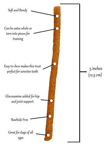 Rena's Recipe Twiggly Chicken Sticks (24oz /1.5lbs) Big Pack (Around 100 Pieces) - Rawhide Free Soft Chicken Jerky Sticks with Glucosamine!