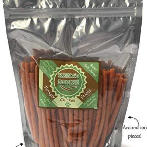 Rena's Recipe Twiggly Chicken Sticks (24oz /1.5lbs) Big Pack (Around 100 Pieces) - Rawhide Free Soft Chicken Jerky Sticks with Glucosamine!