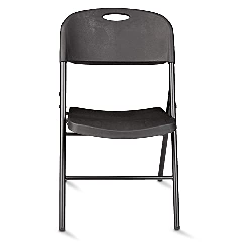 Amazon Basics Folding Plastic Chair, 350-Pound Capacity, Black, 4-Pack