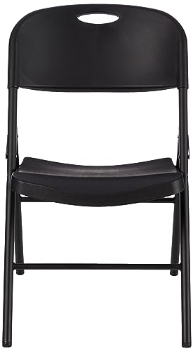 Amazon Basics Folding Plastic Chair, 350-Pound Capacity, Black, 4-Pack