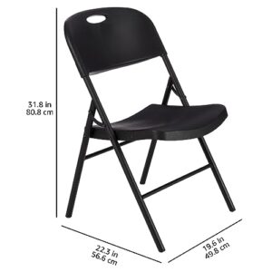 Amazon Basics Folding Plastic Chair, 350-Pound Capacity, Black, 4-Pack