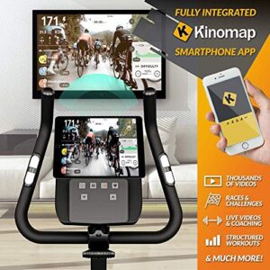 Bluefin Fitness TOUR 5.0 Exercise Bike | Home Gym Equipment | Exercise Machine | Kinomap | Live Video Streaming | Video Coaching & Training | Bluetooth | Smartphone App | Black Grey Silver