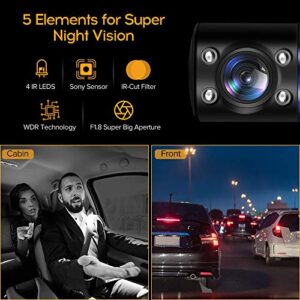 Dash Cam Front and Inside,Blueskysea B2W 1080P WiFi Dashcam with 2'' LCD Screen,2 Rotatable HD Lens,IR Night Vision,32GB SD Card, WDR,Voice Recording,G-Sensor,Parking Mode Optional