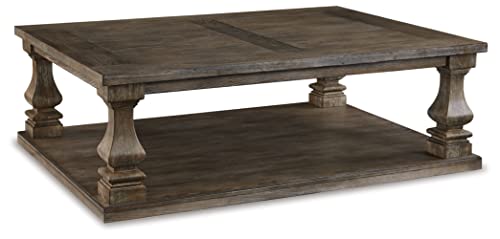 Signature Design by Ashley Johnelle Farmhouse Coffee Table with Weathered Gray Finish, Gray