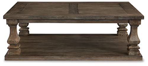 Signature Design by Ashley Johnelle Farmhouse Coffee Table with Weathered Gray Finish, Gray