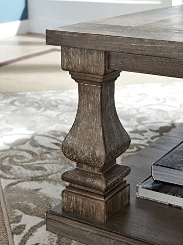 Signature Design by Ashley Johnelle Farmhouse Coffee Table with Weathered Gray Finish, Gray