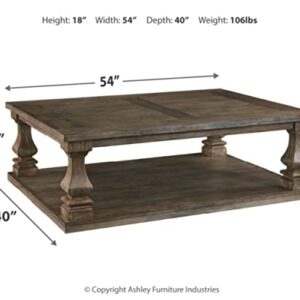 Signature Design by Ashley Johnelle Farmhouse Coffee Table with Weathered Gray Finish, Gray