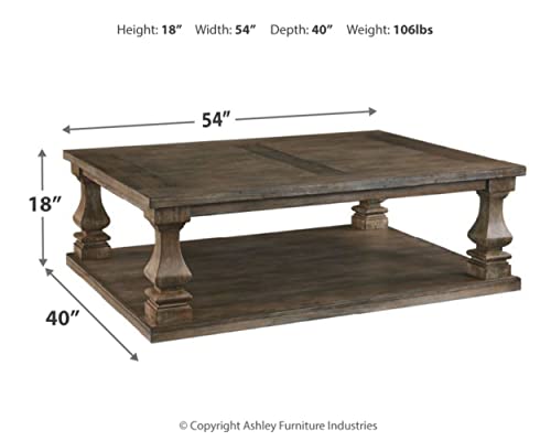 Signature Design by Ashley Johnelle Farmhouse Coffee Table with Weathered Gray Finish, Gray