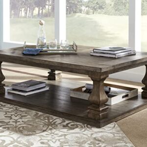 Signature Design by Ashley Johnelle Farmhouse Coffee Table with Weathered Gray Finish, Gray