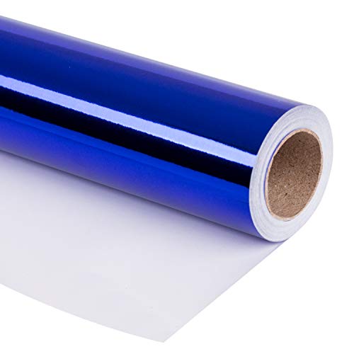 RUSPEPA Royal Blue Metallic Wrapping Paper - 81.5 Sq Ft - Solid Color Paper Perfect for Wedding,Birthday,Christmas,Baby Show - 30 inches x 32.8 feet