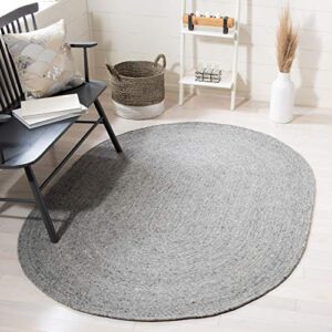 safavieh braided collection 4' x 6' oval grey brd901f handmade country cottage reversible wool entryway foyer living room bedroom kitchen area rug