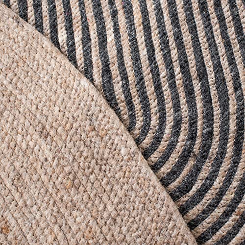 SAFAVIEH Braided Collection 4' x 6' Oval Beige/Black BRD904B Handmade Country Cottage Reversible Wool Entryway Foyer Living Room Bedroom Kitchen Area Rug