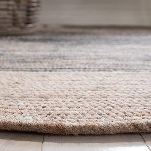 SAFAVIEH Braided Collection 4' x 6' Oval Beige/Black BRD904B Handmade Country Cottage Reversible Wool Entryway Foyer Living Room Bedroom Kitchen Area Rug