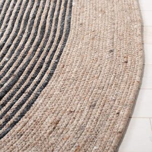 SAFAVIEH Braided Collection 4' x 6' Oval Beige/Black BRD904B Handmade Country Cottage Reversible Wool Entryway Foyer Living Room Bedroom Kitchen Area Rug