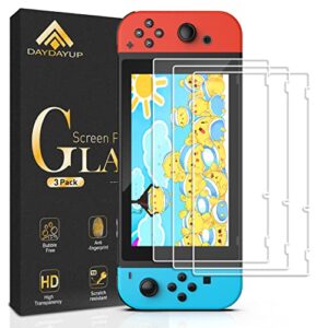 [3 pack] daydayup tempered glass screen protector compatible with nintendo switch - transparent hd clear anti-scratch screen protector for nintendo switch