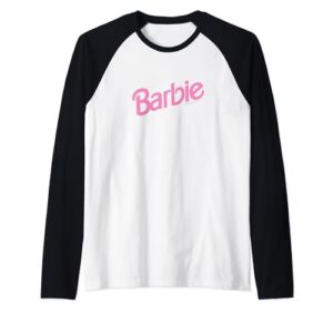 barbie pink logo raglan baseball tee