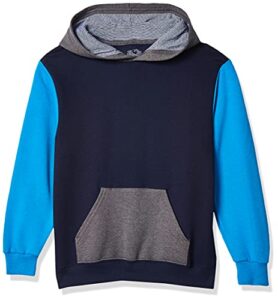 fruit of the loom boys' fleece sweatshirts, hoodies, sweatpants & joggers, pullover-navy/pacific blue, large
