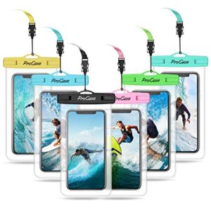 procase waterproof pouch cellphone dry bag underwater case for iphone 11 pro max xs max xr x 8 7 galaxy up to 6.8", waterproof phone case for beach swimming snorkeling water park -6 pack