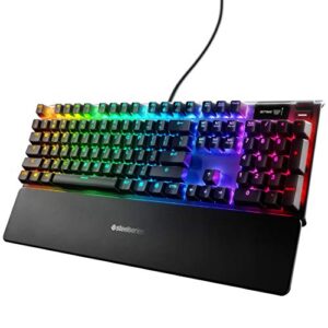 steelseries apex 7 mechanical gaming keyboard – oled smart display – usb passthrough and media controls – tactile and quiet – rgb backlit (brown switch)
