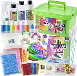 laevo unicorn slime kit - diy slime kits - supplies makes butter slime, cloud slime, clear slime & more sets - toys for 5+ years old (rainbow slime kit)