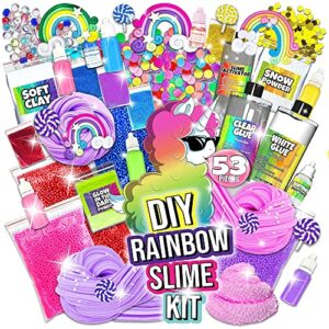 Laevo Unicorn Slime Kit - DIY Slime Kits - Supplies Makes Butter Slime, Cloud Slime, Clear Slime & More Sets - Toys for 5+ Years Old (Rainbow Slime Kit)