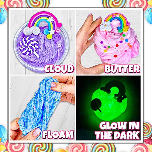 Laevo Unicorn Slime Kit - DIY Slime Kits - Supplies Makes Butter Slime, Cloud Slime, Clear Slime & More Sets - Toys for 5+ Years Old (Rainbow Slime Kit)