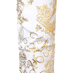 ZEROYAA Men's Luxury Paisley Gold Shiny Printed Stylish Slim Fit Button Down Dress Shirt ZLCL18 White Gold Medium