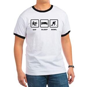 cafepress lawn bowl ringer t ringer t-shirt, 100% cotton ringed t-shirt, vintage shirt black/white