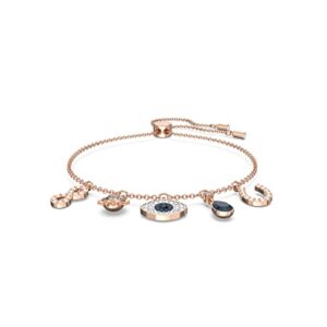 swarovski women's symbolic evil eye charm bracelet, blue & white crystal, rose-gold tone plated, one size