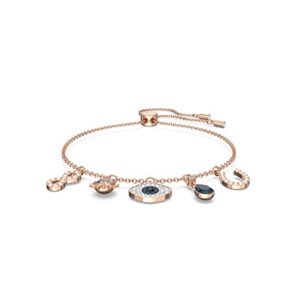 SWAROVSKI Women's Symbolic Evil Eye Charm Bracelet, Blue & White Crystal, Rose-Gold Tone Plated, One size