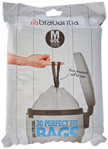 brabantia perfectfit bin liners, 60 litre/size m, white